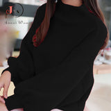Winter Women Sweater Fashion Turtleneck Lantern Sleeve Pullovers Loose Knitted Female Jumper Tops Pull