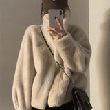Winter Marinade Short-Term Collar Fur Integrated Slings Plush Green Fur Coat Women's Lamb