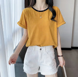 Zingj T-Shirt Short Sleeve Women's Summer Dress 2024 New Round Collar Loose Ins Careful Machine Foreign Style Simple Student