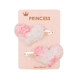 Glitter Cartoon Cartoon Love Heart Crown Hair Clips For Girls Handmade Hairpins Boutique Barrette Kids Hair