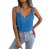 Shooting 2025 Spring And Summer Leisure V Collar Jasmine Hollow Blouse Holiday Knitted Shirt Women's
