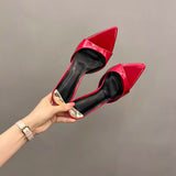 Red Fashion Long High Heel Slippers Women 2025 New Summer Wearing Pointed Out-Of-Tooth Thin And Word