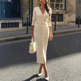 Women's Delicate High-End Front Buckle With Belt Knitted