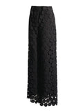 Zingj Temperament Round Piece Design Sense Tassel Hollow Out Embroidery High Waist Wide Leg Pants Spring 2024 New Straight Leg
