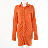 Dresses for Women Bodycon Mini Dress Fashion uched Long Sleeve Button Down Office Lady Skinny Slim Velvet