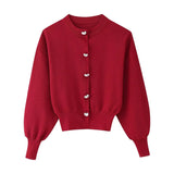 Women's Explosive Heart-Shaped Button Round-Neck Knitted