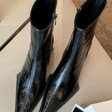 Design 2025 Autumn And Winter New Small Square Head Thick Heel High Heel Boots Martin Boots High Heels High Heels Fashion