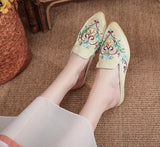 Zingj Wind In Summer Wearing Embroidered Hand-Sewn Drill Cloth Slippers Women's Sandals Bright Silk Cloth With