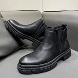 Zingj Boots Male Heighten Ankle Boots Platform Chelsea Boots High Top Men's Shoes Black And Velvet Leather Boots S52-Net Red