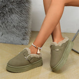 Fashion Autumn And Winter Thick-Soled Plush Buckle Warm Cotton Slippers Casual Large-Size New Women's