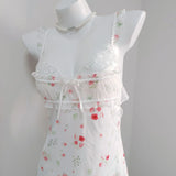 Pure Desire High-Grade Broken Ice Silk Ajasy Dress Girl 2025 Sweet Lace Slings With Thoracic Pad
