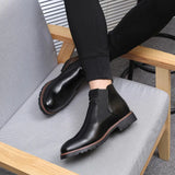Zingj Men's Shoes High Top Covered Martin Boots Korean Men's Plus Size Fashion Men's Boots Leather