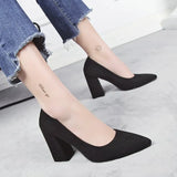 New Korean Version Of The Ints Pointed OL Fashion Single Shoes Coarse Heel Small Fragrant High Heels Women's