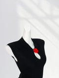 Zingj Is Super Thin New Chinese Style Jacket Female Collar Small Sleeve T Shirt Red Rose Hollow Out Sweater