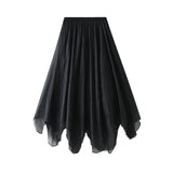 A Word Half-Dress Woman 2025 New Medium Long Gentle Fairy Yarn Skirt Wave Hem
