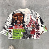 T-Shirt New Casual Round Collar Top Popular Cartoon Print