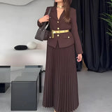 Women's Clothing 2025 Autumn New Button Suit Jacket 100-Folded Skirt