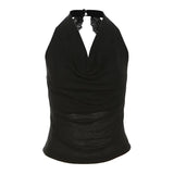 Zingj Summer New Women's Pure Wind Swing Neck Elegant Polka Dot Small Vest-Outfit