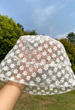 Flower Pattern Lace Bucket Hat-Outfit