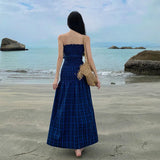 Zingj Plaid Niche Design Annual Meeting Strapless Dress High Sense Dress