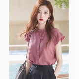 Ear Collar Simple Small Flying Sleeve Shirt Female Design Sense Of Small Summer Single Special Beautiful Shirt