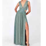 Women's Dress Evening Dress Sleeveless Fork Hot To Close The Waist Exposed