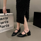 Women In The Autumn Of 2025 New French Pointed Light-Pointed Mary Jane Shoes With Thick