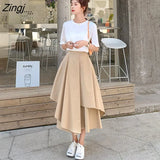 Skirts Women Fashion Korean Elegant Sweet Females Design High Waist Lovely Solid Casual Summer Clothes Vintage