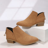 Coarse And Short-Skinned Boots Women's Sharp Tips And Zippered Velvet And Ankle Boots Women's Martin