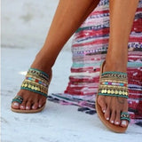 Famous Wind Hand-Beaded Cool Tow New Summer Large-Size Metal Decorative Lion Sleeve Flat Roman