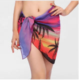 Summer Women's Short Skirt Print Beach Chiffon Silk Scarf Hanging Half-Dress