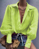 New Loose Long-Sleeved Suit Collar Shirt Lady
