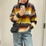 Women's Loose Version Of The Round-Neck Horse Seaweed Jumper Women Autumn And Winter New Striped