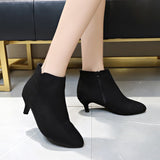 Women's Shoes 2025 Autumn Velvet Fine-Heeled Short Boots Women Wish New Large-Size Shoes Martin