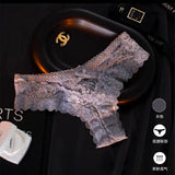 Thin Solid Color Lace Thong Woman Cotton Crotch T-Shirt Hollow Low-Waisted Trousers Ladies