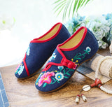 Zingj Glory Morning Glory Embroidery Flowers Round Head Spring Autumn Women's Shoes Single Shoes Canvas Embroidered Cloth
