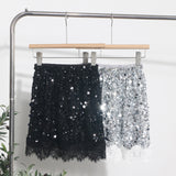 Real Shoot Spice Girl Squin A-Word Skirt Girl Summer Tight High Waist Anti-Walking Light Lace Side Hip Skirt