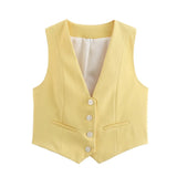 Color Y2K2025 Summer Leisure Repair Vest Sleeveless Vest Short Blouse Women