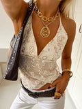 Shiny Shiny Sling Sling Small Vest Woman 2025 Summer V Collar Hanging Neck