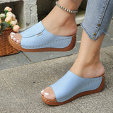 Thick-Bottomed Casual Slippers Women 2025 New Summer Word Solid Color Simple Fashion Fish Mouth
