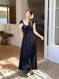 Xixi 13 Lines 2025 Summer New Elegant Temperament Lotus Leaf Side High Waist Thin Joint Dress