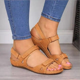 Summer Breathable Fish Mouth Shoes Comfortable Flat Bottom Fashion Toe Magic Stick Casual Sandals Large Size Women's