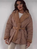 Collar Short Cotton Suit 2025 Women's Fashion Design Belt Coat