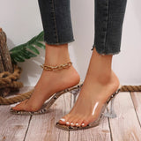 Zingj Size High Heel Slippers Female Wear New 2024 Summer Transparent Square Head Fashion Versatile Ladies