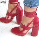 Women Pumps Plus Size 35-43 Women Heels Chaussures Femme Gladiator Summer High Heels For Party Wedding Shoes Women Thick