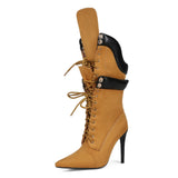 Work Style With Cowboy Tip Slender High And Large Size 44 Female Short Boots Boots
