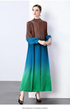 And Fashionable Gradient Lantern Sleeve Pressure Folding Dress Women Autumn And Winter Loose Apparent Thin-Skinny A-Character