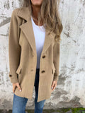 Autumn And Winter New Women's Wool Coat Casual Loose Collar Fake Pocket Open