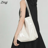 Bags Patent Leather Glossy Chic Fashion Leisure Ins Korean Large Capacity Ladies Tote-bag Ulzzang Folding Students