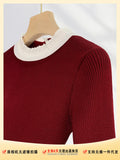 Zingj Exclusive Gentle Sweet Sister Wear High Sense Knit Sweater Female Chiffon Lace Rope Belt Jacket